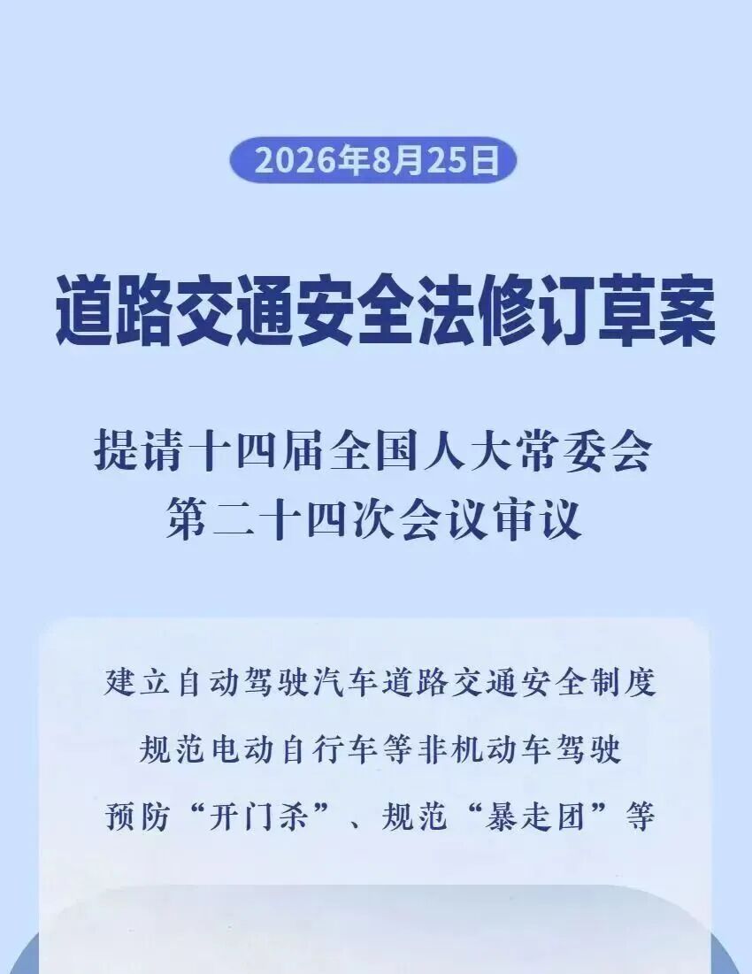 道交法修订草案首次设自动驾驶专章 功能激活时违法由车企担责